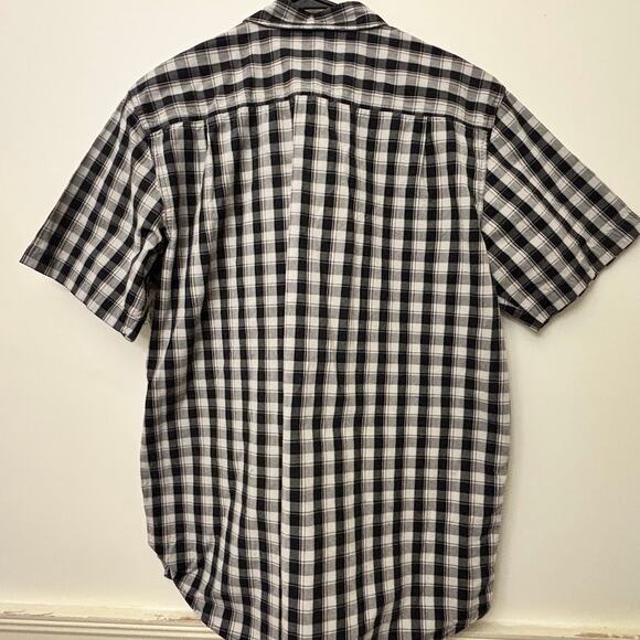 Carhartt Men’s Short Sleeve Button Down Shirt – Black White Plaid – Relaxed Fit - Picture 11 of 16